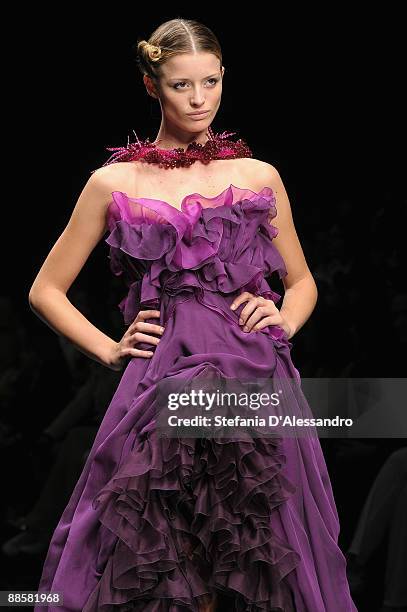 Model walks the runway during Carlo Pignatelli Cerimonia Fashion Show as part as Milan Fashion Week Menswear Spring/Summer 2010 on June 19, 2009 in...