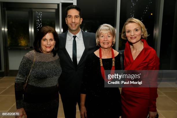 Honoree, Actor and Director David Schwimmer, Sonnie Dockser and Presenter President and CEO, Vital Voices Global Partnership Alyse Nelson pose for a...