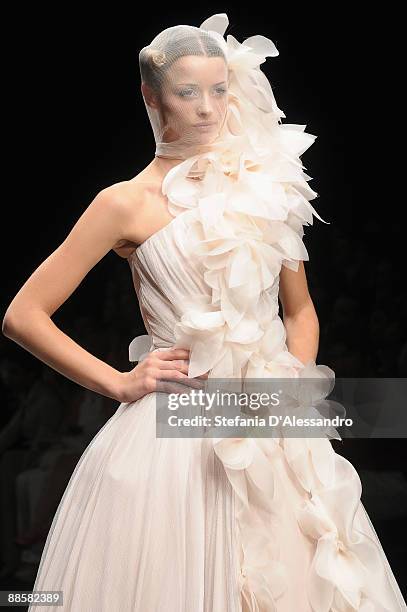 Model walks the runway during Carlo Pignatelli Cerimonia Fashion Show as part as Milan Fashion Week Menswear Spring/Summer 2010 on June 19, 2009 in...