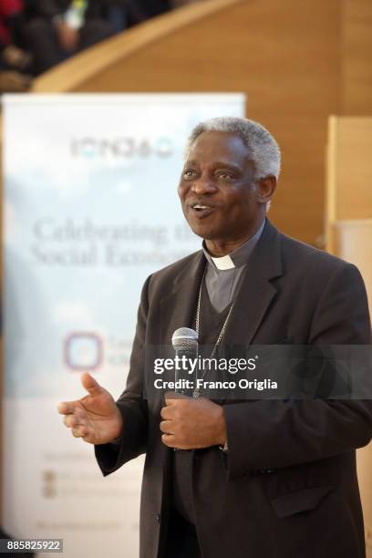 Cardinal Peter Appiah Turkson attends the Laudato Si' Challenge Demo Day at the Aula Magna of the Pontifical Urbaniana University on December 4, 2017...