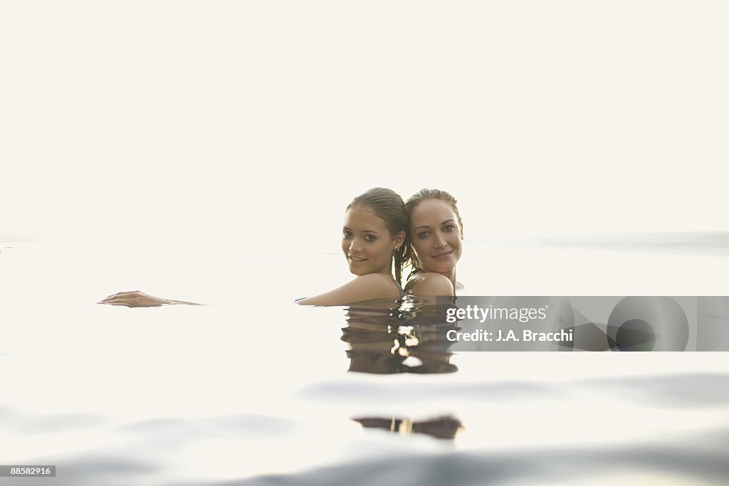 Women soaking in swimming pool