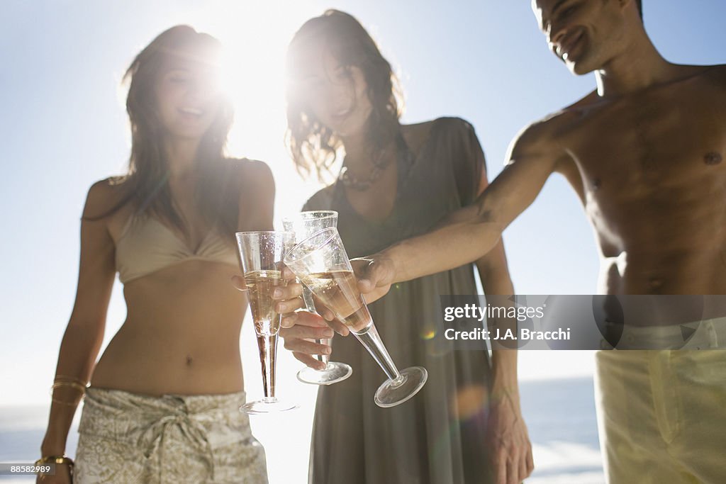 Friends drinking champagne