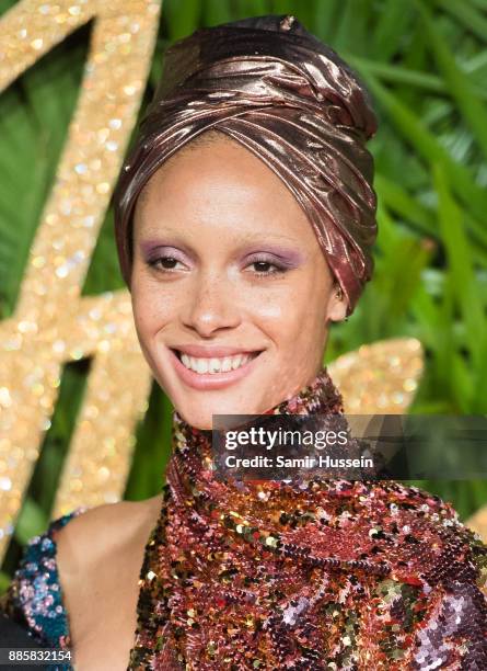 Adwoa Aboah attends The Fashion Awards 2017 in partnership with Swarovski at Royal Albert Hall on December 4, 2017 in London, England.