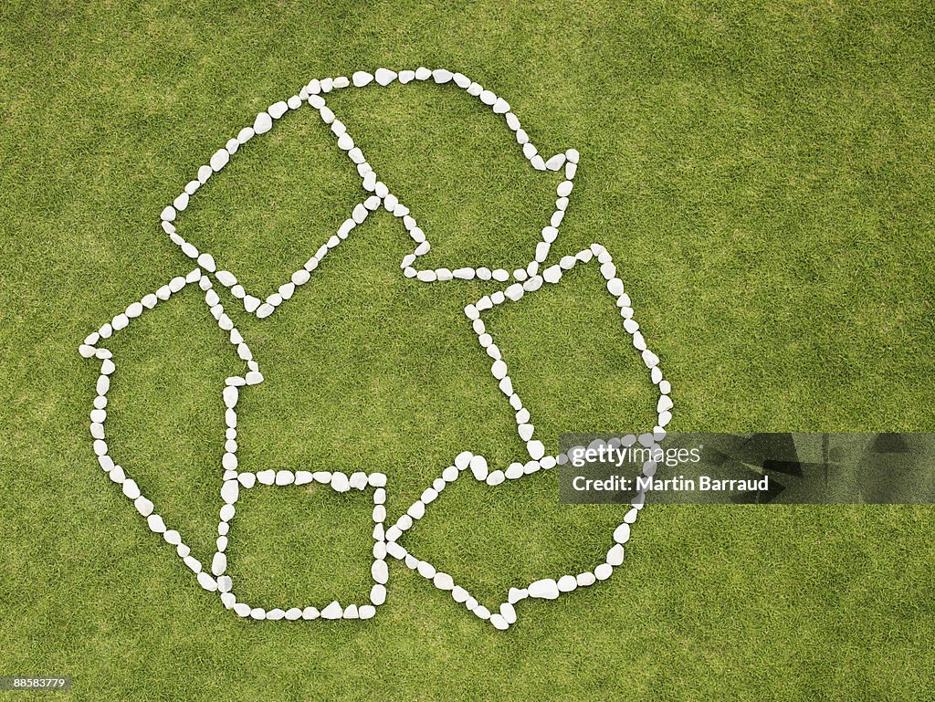 Recycling symbol made of rocks