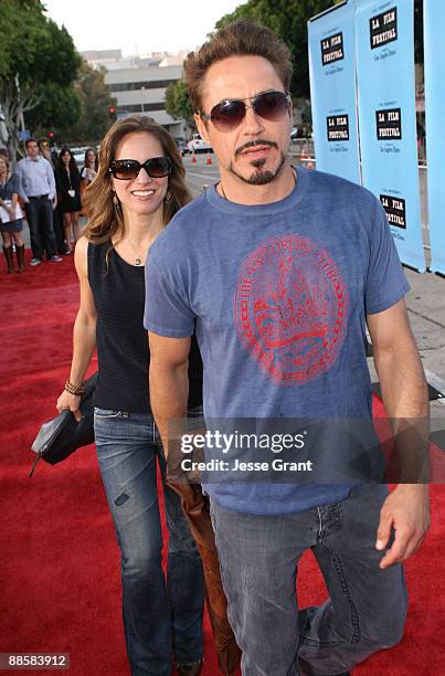 Actor Robert Downey Jr. And wife Susan Downey arrive at the 2009 Los Angeles Film Festival's Opening Night Premiere of "Paper Man" held at the Mann...