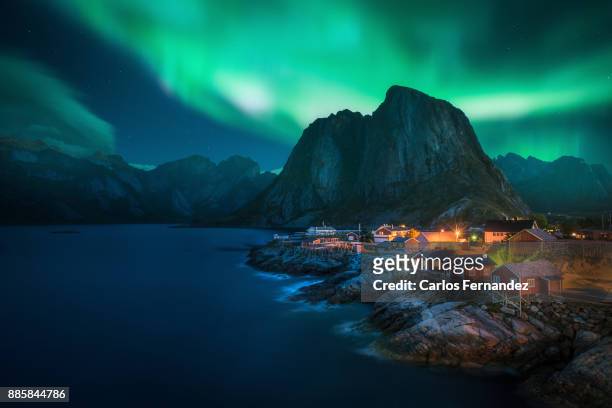 hamnoy aurora, nordlands - scandinavian culture stock pictures, royalty-free photos & images
