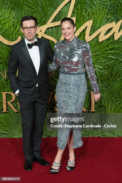 Erdem Moralioglu and Ruth Wilson attend the Fashion Awards 2017 In Partnership With Swarovski at Royal Albert Hall on December 4, 2017 in London,...