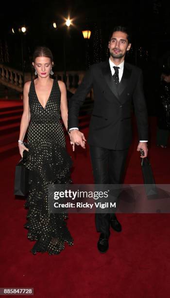 Millie Mackintosh and Hugo Taylor seen leaving The Fashion Awards 2017 held at Royal Albert Hall on December 4, 2017 in London, England.