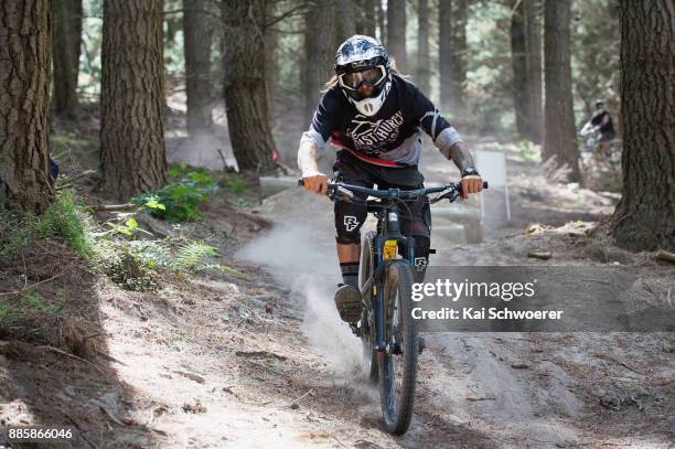 Mountain biker riding at Christchurch Adventure Park on December 5, 2017 in Christchurch, New Zealand. The park was closed 10 months ago following...