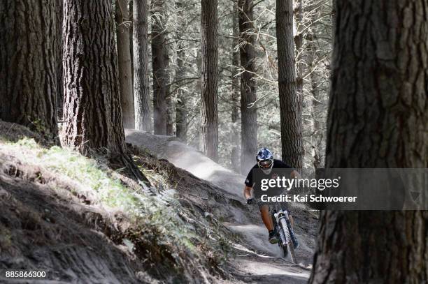 Mountain biker riding at Christchurch Adventure Park on December 5, 2017 in Christchurch, New Zealand. The park was closed 10 months ago following...