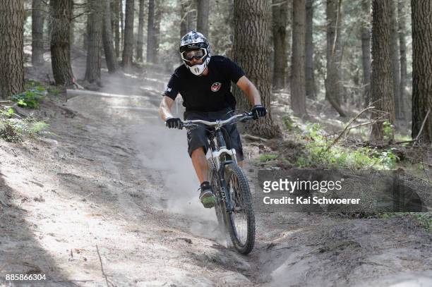 Mountain biker riding at Christchurch Adventure Park on December 5, 2017 in Christchurch, New Zealand. The park was closed 10 months ago following...