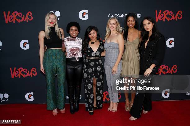 Shoshana Bush, Anjelika Washington, Mallory Low, Maddie McCormick, Camille Hyde, and Claudia Sulewski attend AwesomenessTV's "Versus" event, in...