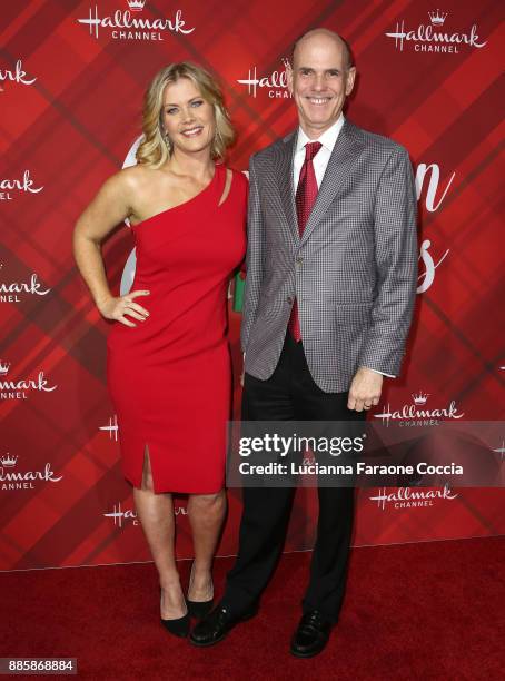 Alison Sweeney and Bill Abbott attend Hallmark Channel's "Countdown To Christmas" celebration and VIP screening of "Christmas At Holly Lodge" at The...