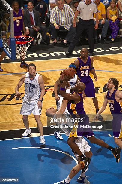 Finals: Los Angeles Lakers Lamar Odom in action vs Orlando Magic Marcin Gortat . Game 5. Orlando, FL 6/14/2009 CREDIT: John W. McDonough