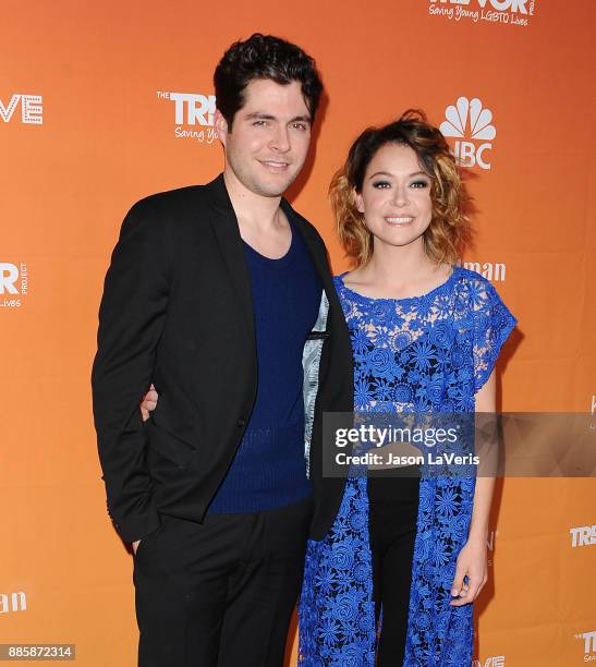 Actor Ben Lewis and actress Tatiana Maslany attend The Trevor Project's 2017 TrevorLIVE LA at The Beverly Hilton Hotel on December 3, 2017 in Beverly...