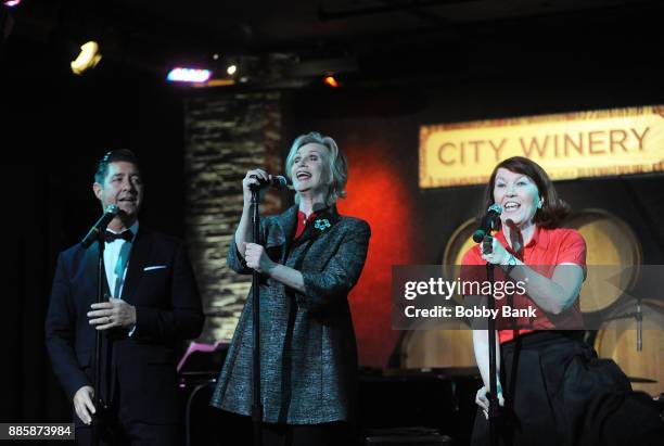 Jane Lynch, Tim Davis and Kate Flannery perform at Jane Lynch's "Swingin Little Christmas" at City Winery on December 4, 2017 in New York City.