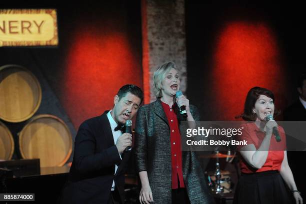Jane Lynch, Tim Davis and Kate Flannery perform at Jane Lynch's "Swingin Little Christmas" at City Winery on December 4, 2017 in New York City.