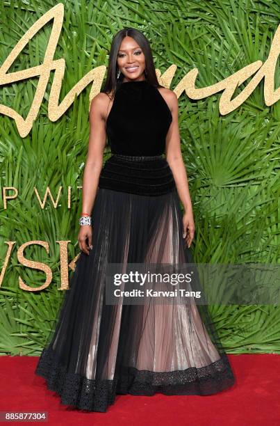 Naomi Campbell attends The Fashion Awards 2017 in partnership with Swarovski at Royal Albert Hall on December 4, 2017 in London, England.