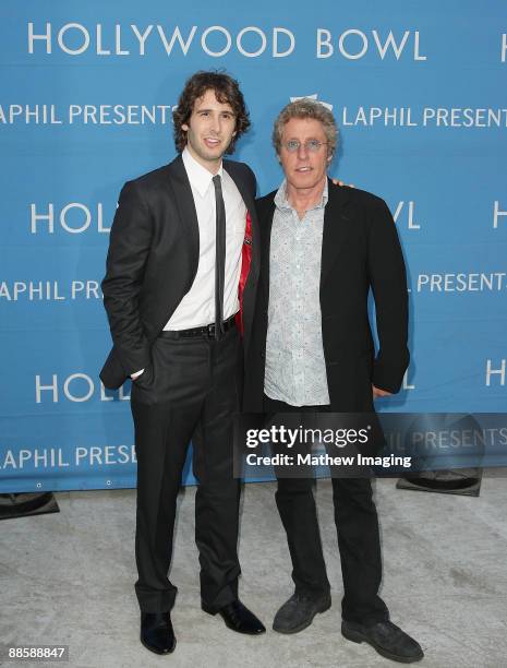 Inductee and performer Josh Groban and performer Roger Daltrey arrive at the Hollywood Bowl Opening Night Gala at the Hollywood Bowl on June 19, 2009...