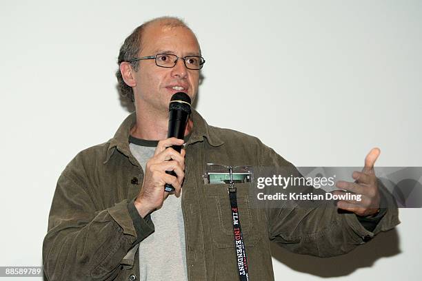 Filmmaker Juan Rulfo speaks during a Q&A session following a screening of "Those Who Remain" at the Landmark Theater during the 2009 Los Angeles Film...