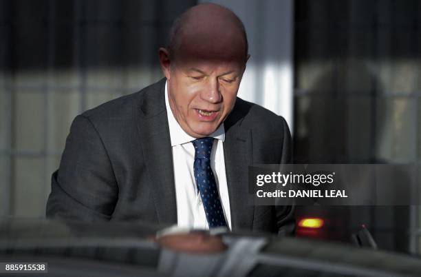 Britain's First Secretary of State Damian Green leaves his home in London on December 5, 2017. - Britian's Prime Minister Theresa May's government...