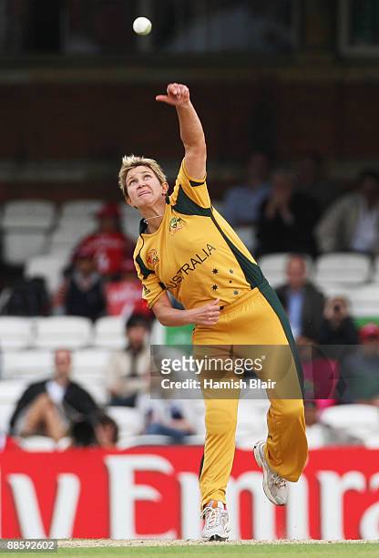 Shelley Nitschke of Australia bowls during the ICC Women's World Twenty20 Semi Final between England and Australia at the Brit Oval on June 19, 2009...