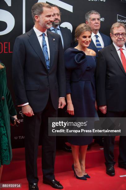 King Felipe of Spain and Queen Letizia of Spain attend the 'As del Deporte' and 'As' sports newspaper 50th anniversary dinner at the Palacio de...