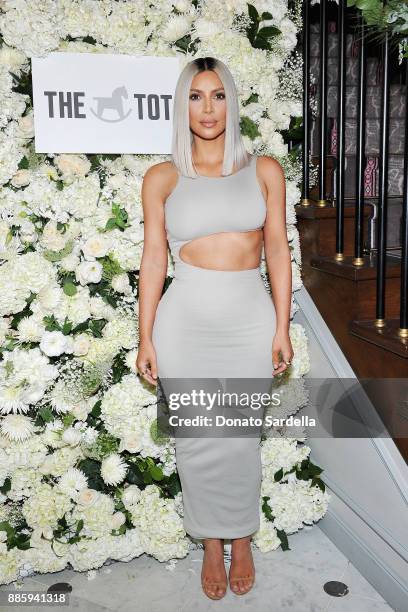 Kim Kardashian West attends The Tot holiday pop-up celebration at Laduree at the Grove on December 4, 2017 in Los Angeles, California.