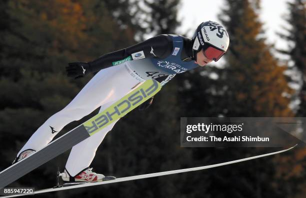 Taihei Kato of Japan competes in the ski jumping of the Men's Gundersen LH HS140/10.0 K during day two of the FIS Nordic Combined World Cup on...