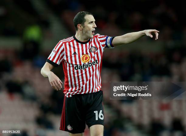 John O'Shea of Sunderland during the Sky Bet Championship match between Sunderland and Reading at Stadium of Light on December 2, 2017 in Sunderland,...