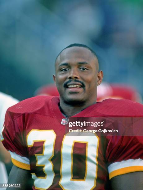 Kick returner/punt returner Brian Mitchell of the Washington Redskins looks on from the sideline during a game against the Philadelphia Eagles at...