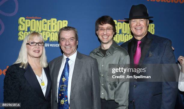 Voice actors Carolyn Lawrence, Rodger Bumpass, Doug Lawrence and Bill Fagerbakke attends te"Spongebob Squarepants" Broadway opening night at Palace...