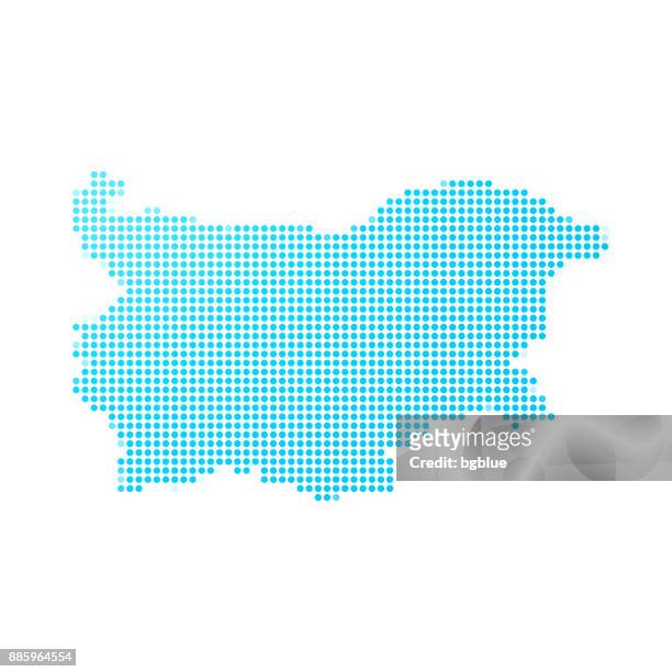 bulgaria map of blue dots on white background - bulgaria stock illustrations