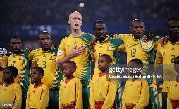 Matthew Booth of South Africa lines up before the FIFA Confederations Cup match between Spain and South Africa at Free State Stadium on June 20, 2009...