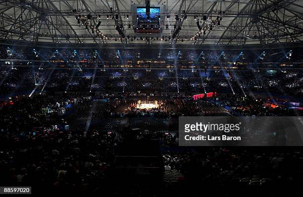 General view of the Veltins Arena is taken prior to the WBO, IBF & WBO Heavyweight fight between Wladimir Klitschko of Ukraine and Ruslan Chagaev of...