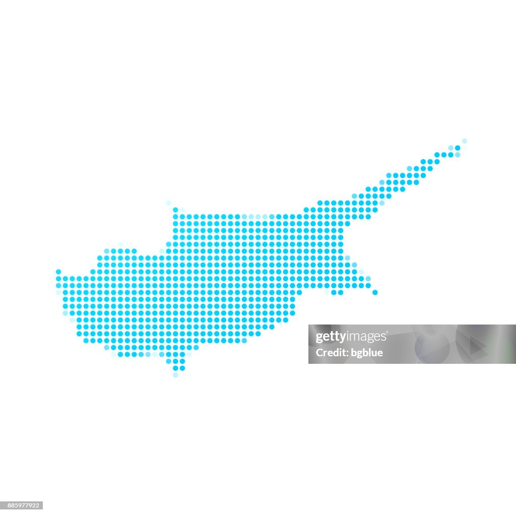 Cyprus Map Icon Blue Cyprus Map Of Blue Dots On White Background High-Res Vector Graphic ...