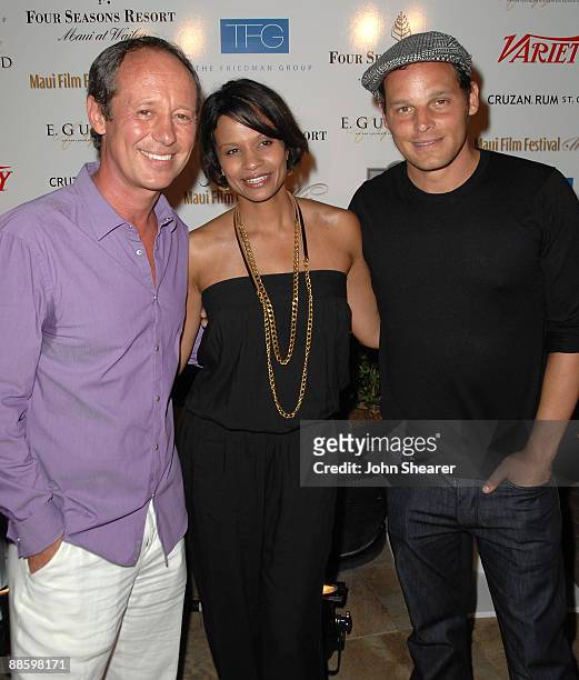 Four Seasons Maui regional vice president Thomas Steinhauer, actor Justin Chambers and wife Keisha Chambers attend the Taste of Chocolate party at...