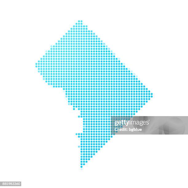 district of columbia map of blue dots on white background - washington dc vector stock illustrations