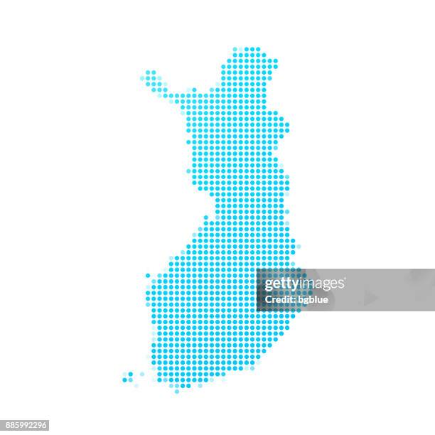 finland map of blue dots on white background - finland map stock illustrations
