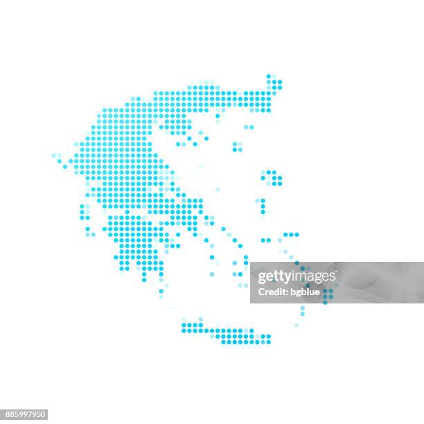 greece map of blue dots on white background - greece stock illustrations