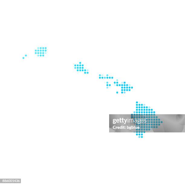 hawaii map of blue dots on white background - honolulu stock illustrations