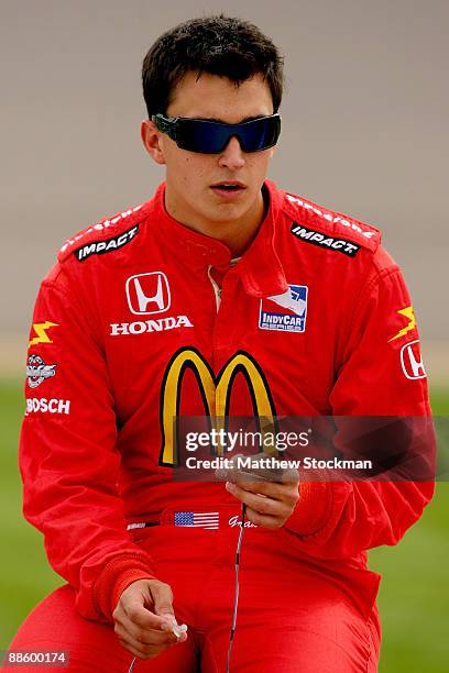 Graham Rahal driver of the McDonalds Newman Haas Lanigan Racing Dallara Honda during qualifying for the IRL Indycar Series Iowa Corn Indy 250 on June...