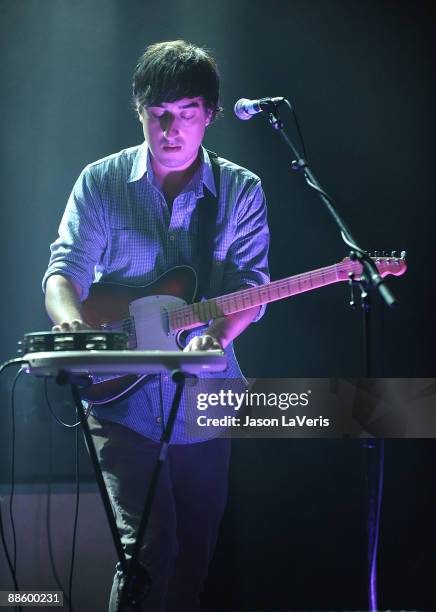 Ed Droste of Grizzly Bear performs at The Wiltern on June 19, 2009 in Los Angeles, California.