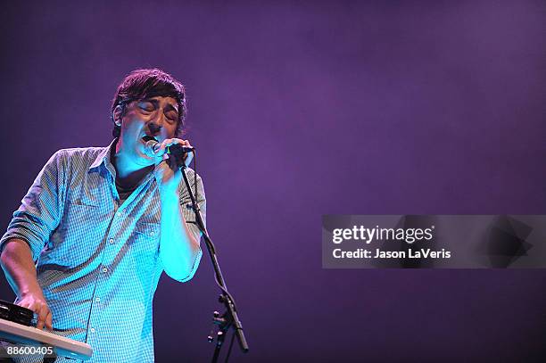 Ed Droste of Grizzly Bear performs at The Wiltern on June 19, 2009 in Los Angeles, California.