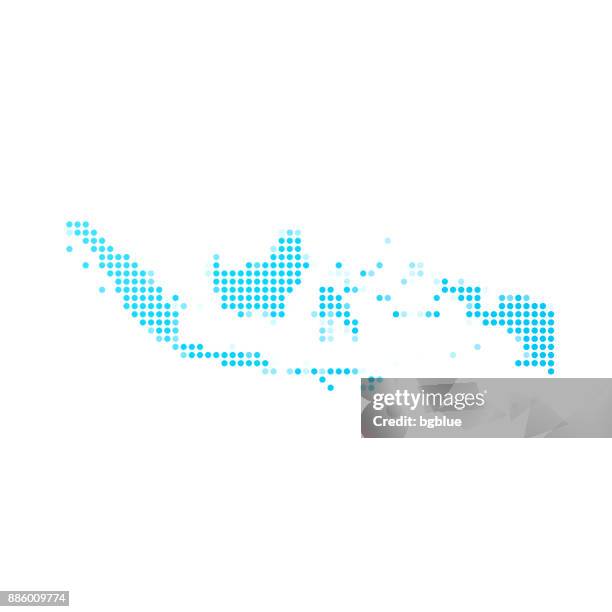 indonesien karte der blauen punkte auf weißem hintergrund - java programmiersprache stock-grafiken, -clipart, -cartoons und -symbole