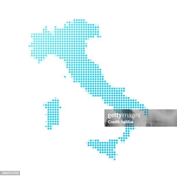 italy map of blue dots on white background - italy stock illustrations