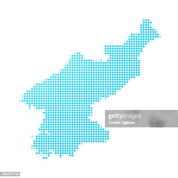 nordkorea-karte der blauen punkte auf weißem hintergrund - north korea stock-grafiken, -clipart, -cartoons und -symbole