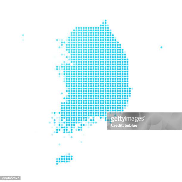 白色背景下的韓國藍點地圖 - south korea 幅插畫檔、美工圖案、卡通及圖標