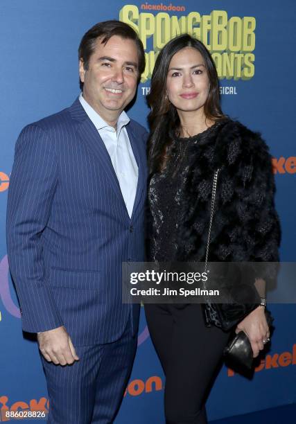 Of Viacom Jose Tolosa and guest attend the"Spongebob Squarepants" Broadway opening night at Palace Theatre on December 4, 2017 in New York City.