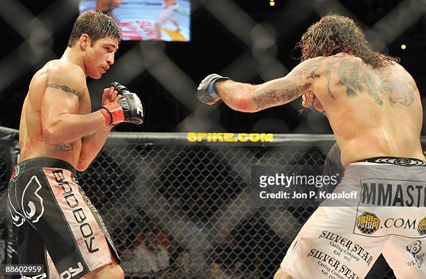 Diego Sanchez battles Clay Guida during their Lightweight bout at The Ultimate Fighter 9: Team US vs. UK Finale at the Pearl at the Palms Hotel and...